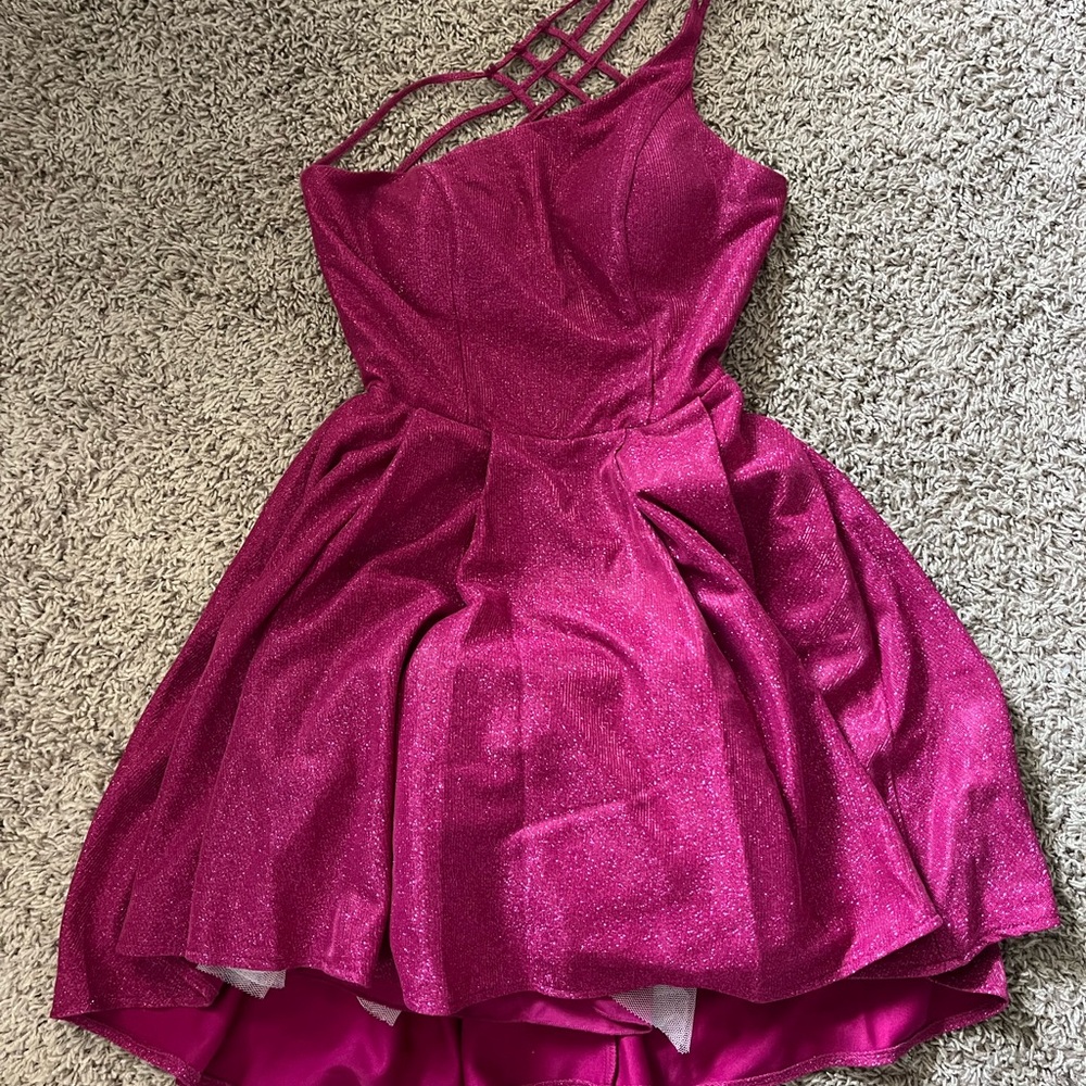 B Darlin Fuchsia One Shoulder Dress